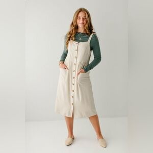 Chic Cream Button-Front Midi Dress